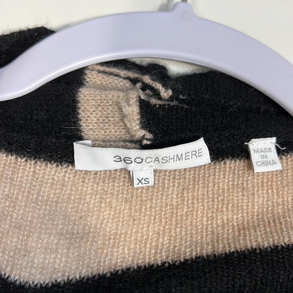 360 CASHMERE Black and Tan waterfall collar long sleeve tie front sweater - Picture 14 of 14